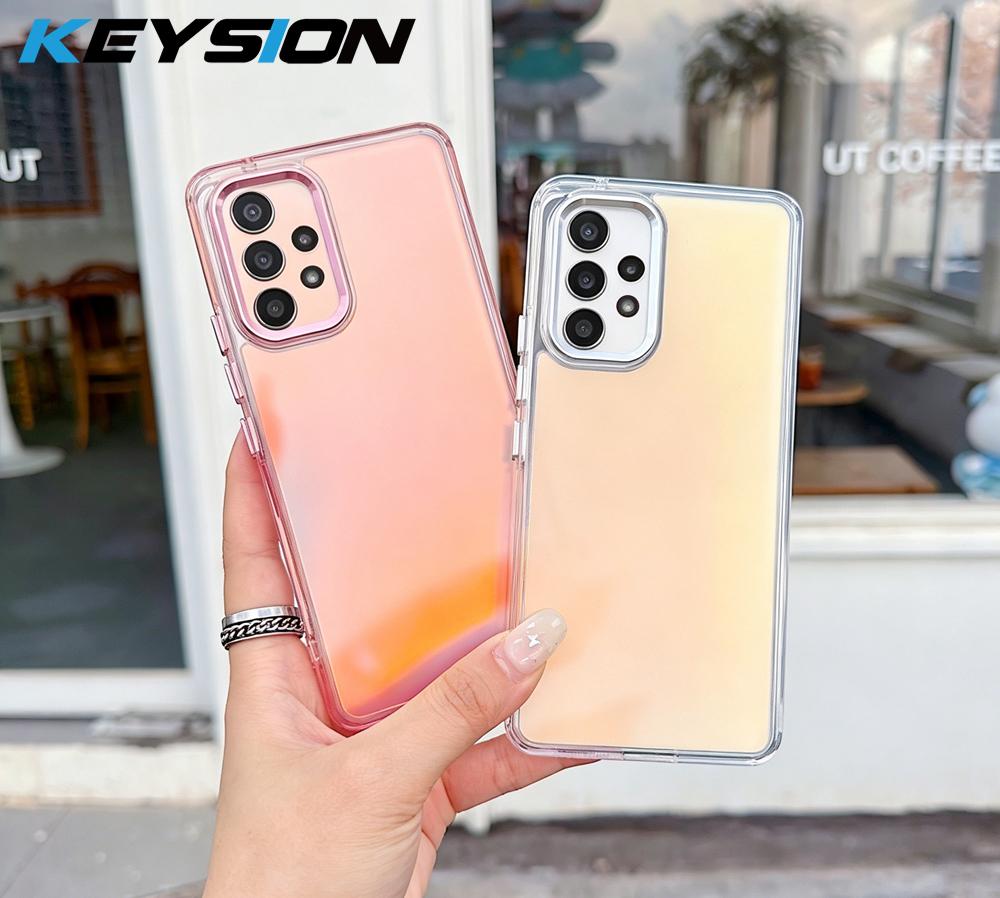KEYSION Fashion Laser Gradient Colorful Phone Case for Samsung A53 5G A52S 5G TPU+PC Shockproof Back Cover for Galaxy A13 4G 5G