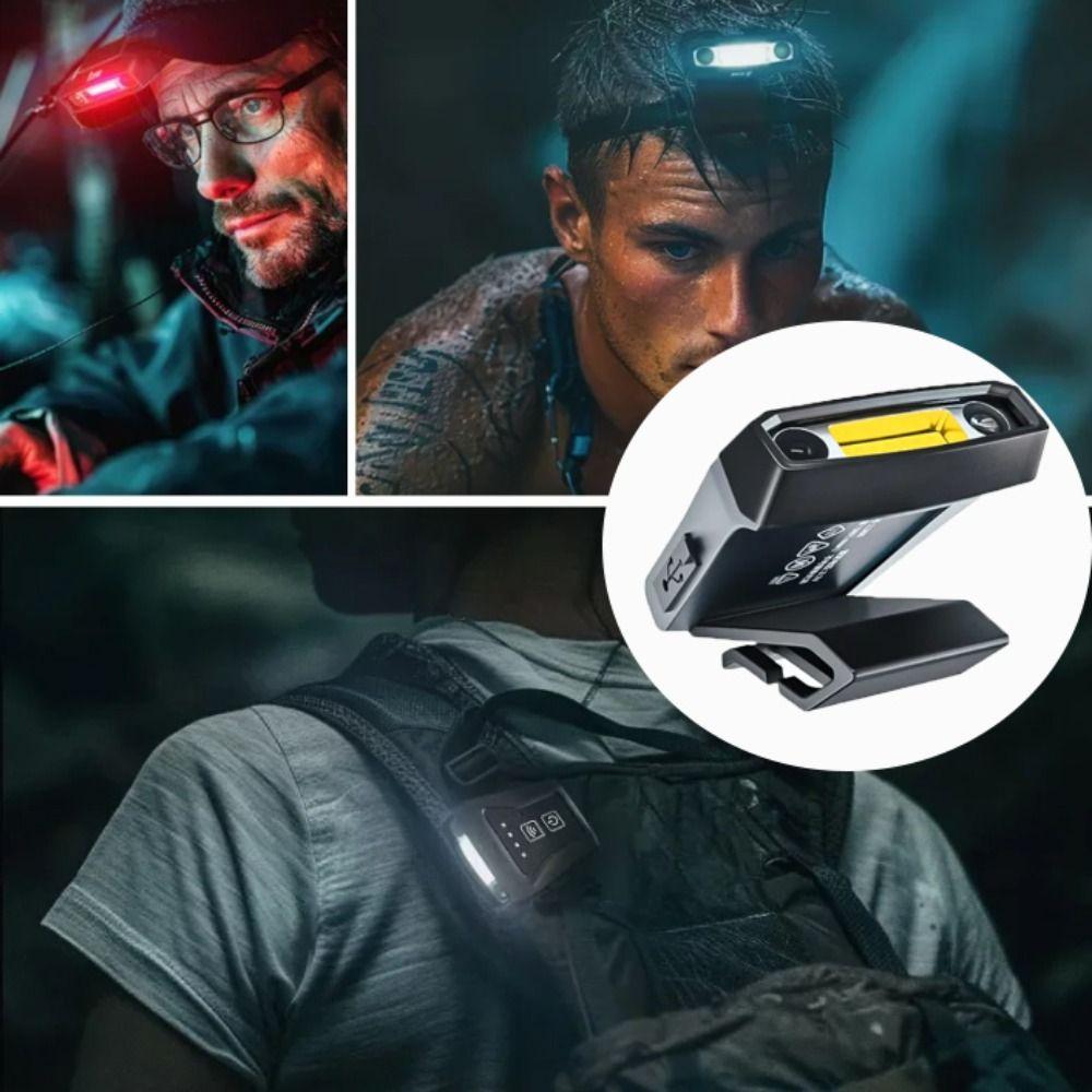Ultralight COB Headlight Super Bright Long Battery Life USB Head Flashlight Strong Light Clip on Hat Light Fishing