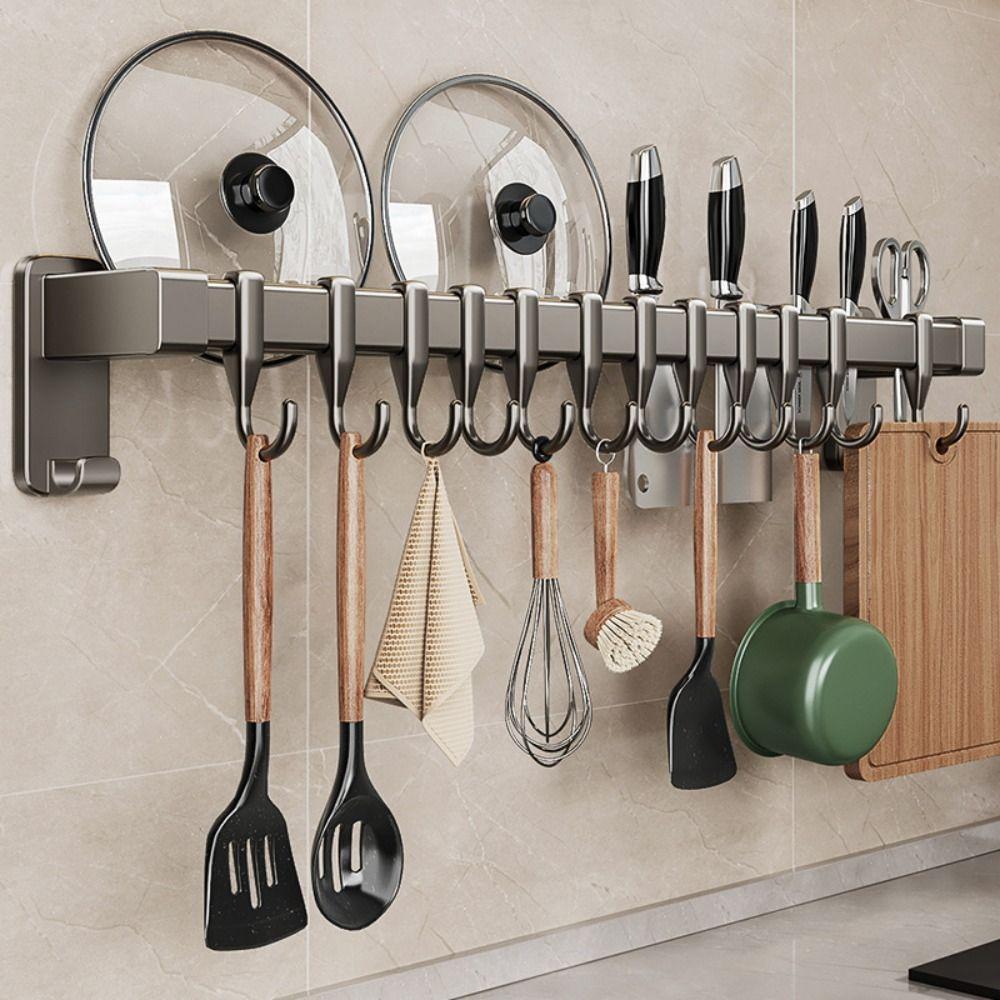 Double Pole Kitchen Organizer Hook Wall Mounted Spatula Storage Rack Tool Organization