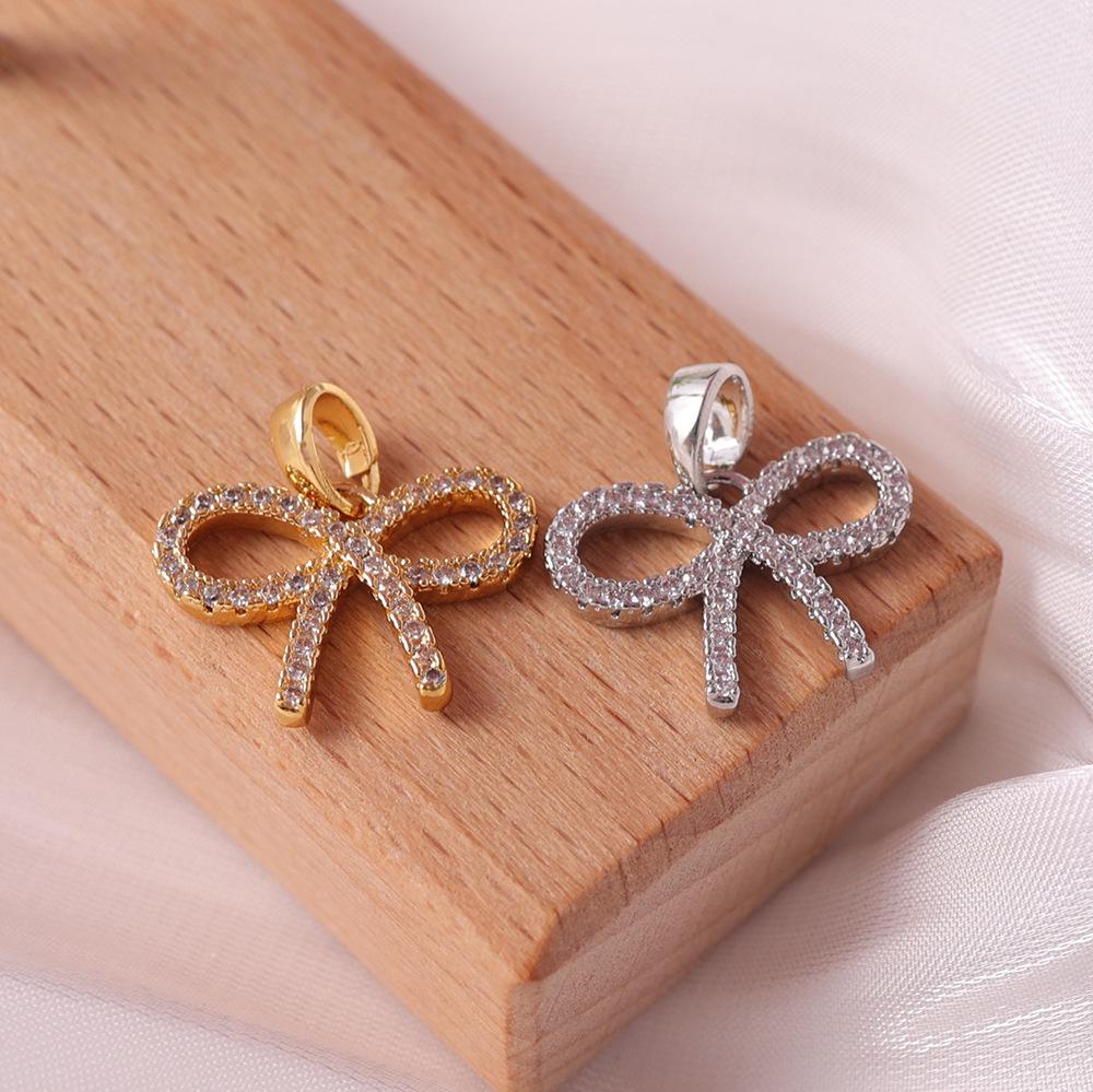 Elegant Rhinestone Bow Pendant Necklace - Gold & Silver Clavicle Chain Accessories