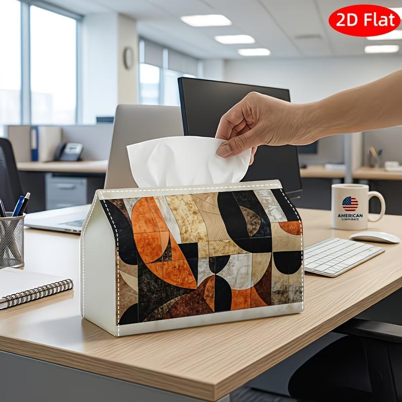2D Flat, 1pc Tissue Box, Printed On Both Sides, Tissue Box Camel Landscape Pattern Sturdy Fabric Versatile Decorative Organizer for Kitchen and Living