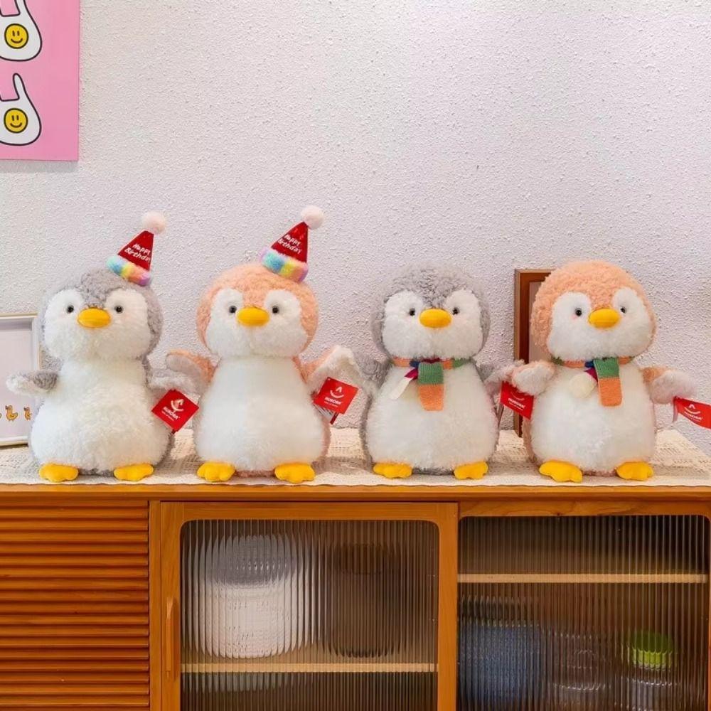 Soft Birthday Hat Animal Kids Doll Simulation Birthday Penguin Plush Doll Home Decor