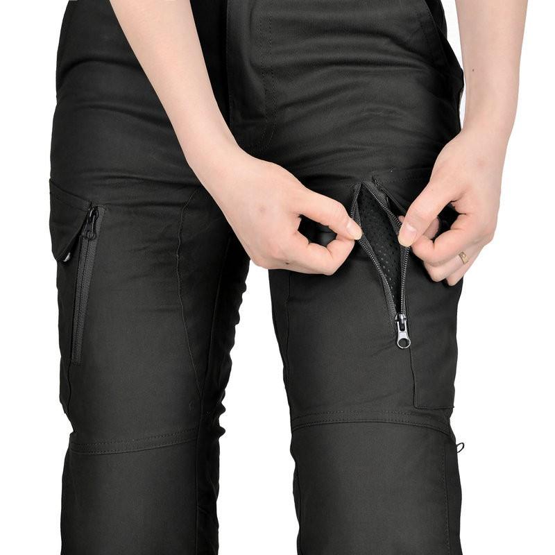 Womens Motorcycle Riding Pants Vintage Workwear Style Slim Fit Protective Gear With Extended Padding