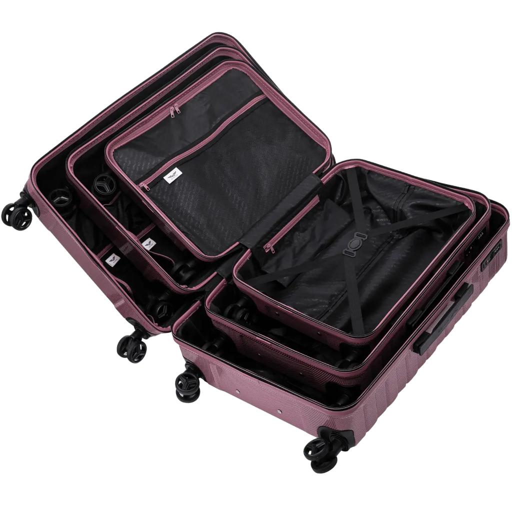 Set of 3 Wings Crake Polycarbonate 100% Rose Gold Suitcases