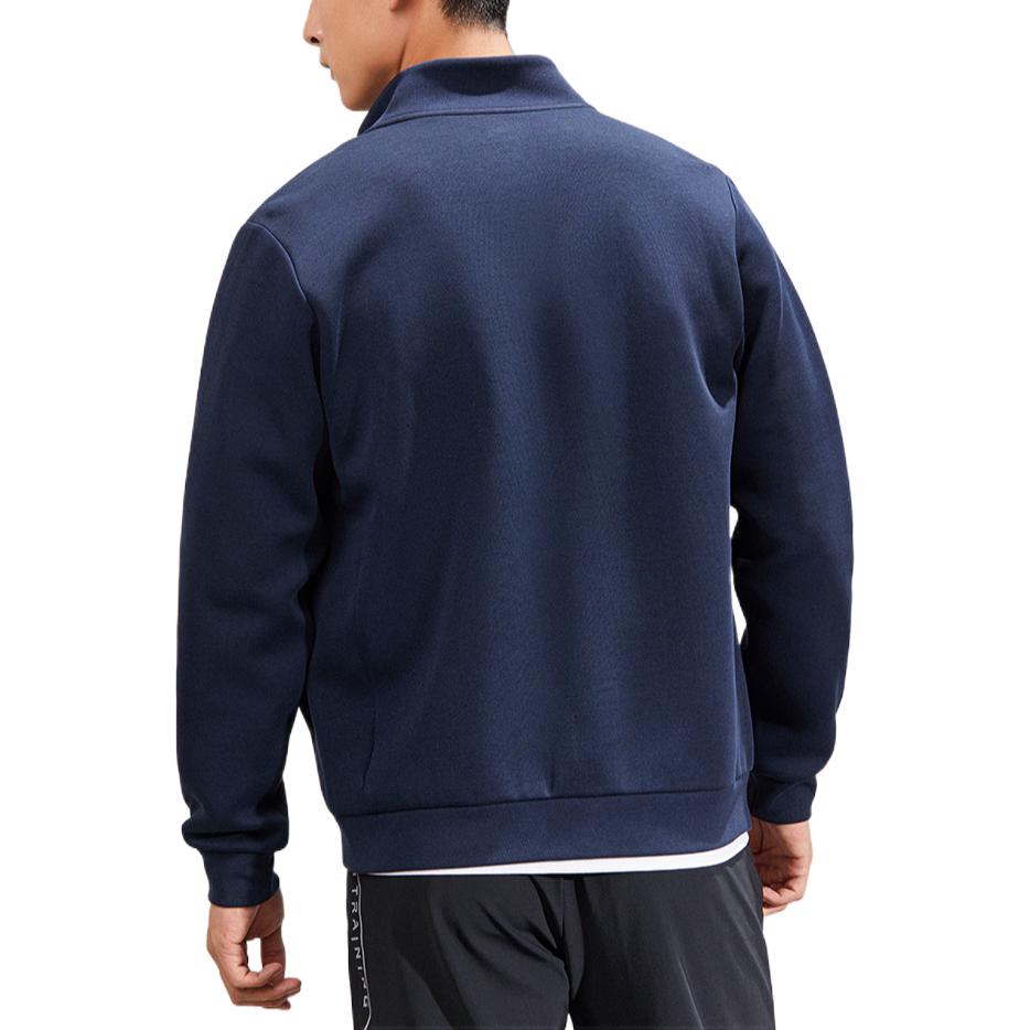 Anta Logo Print Stand Collar Zip Jacket Men Jackets Blue 152237705-2