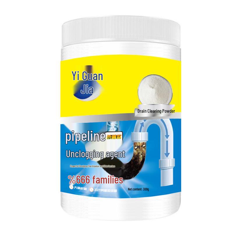 

Powerful Pipe Unclogger: Dissolves Oil & Grease in Toilets & Drains, Deodorizing Powder 300g Regular
