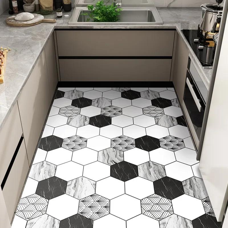 Kitchen Carpet Oil-proof Non-slip Waterproof Rug Pvc Leather Floor Mat Home Decor Large Area Rugs Alfombra De Cocina