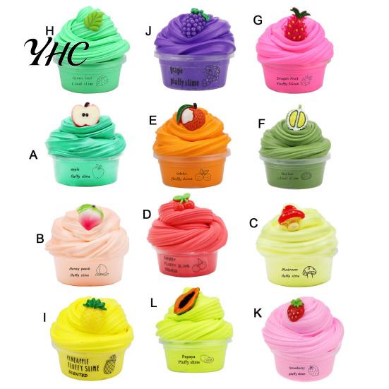 Soft 60ml Butter Slime Non-sticky with Charm Super Stress Relief Fruit Cherry Toy for Children Tear Resistant