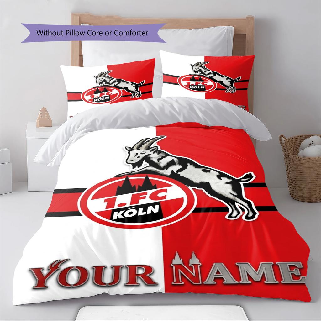 Set Biancheria da Letto Personalizzato con Nome Modello 1.FC Köln Copripiumino Federa Decorazione Casa Regalo (1 * copripiumino + 2 * federa, senza nucleo)