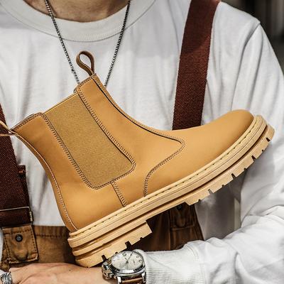 Primavera y Otoño Nuevo Casual para Hombre al Aire Libre Impermeable Cuero Tobillo Moda Hombre Hombre Amarillo Plataforma Botas Talla 39-44