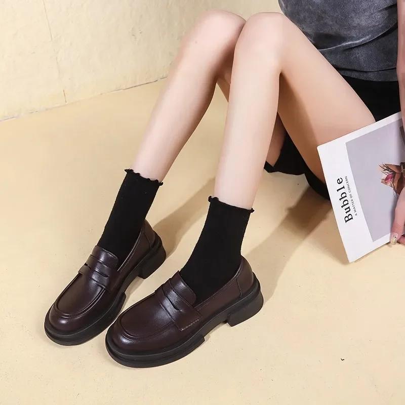 New Japanese Style College Student Shoes Cosplay Lolita Shoes for Women/Girl Fashion Black/Coffee Uniform Platform Shoes 2025