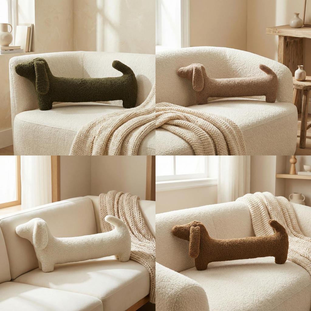 Minimalist Dachshund Dog Pillow Plush Bed Cushion For Girls And Boys