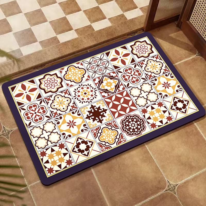 American Retro Non-Slip Diatomaceous Earth Floor Mat - Wear-Resistant Entrance and Bathroom Mat