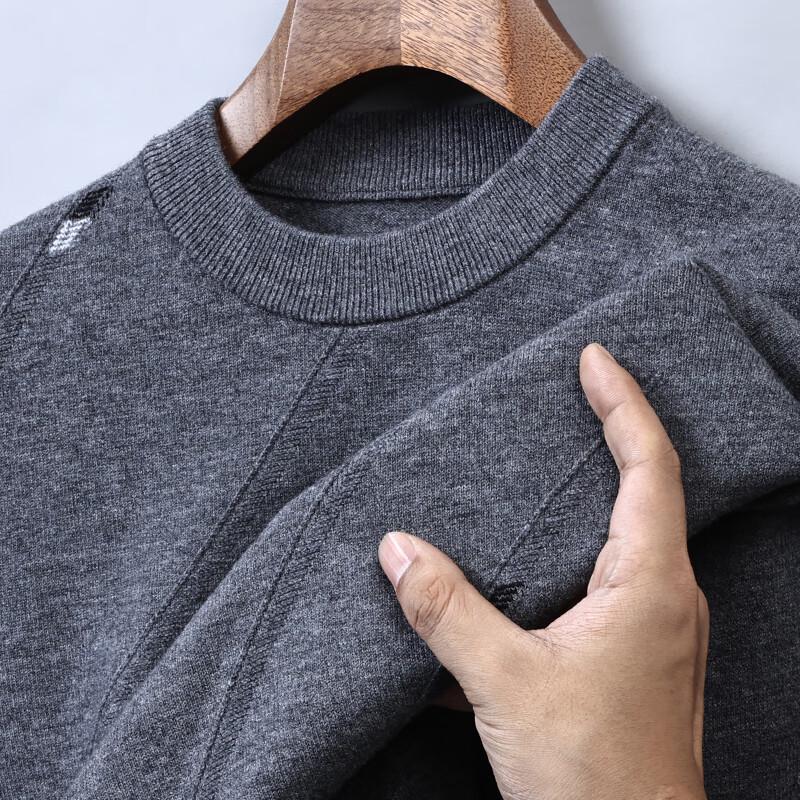 Hengyuanxiang Men's 100% Pure Wool Round Neck Sweater