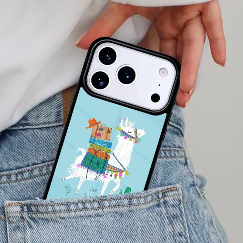 Happy Lama Travel No Prob Llama Phone Case for iPhone 16e 15 14 13 12 17 Pro Max Plus Air 17pro Cover Coque