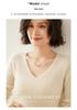 Women's V-Neck Striped Cashmere Knit Sweater - Slim-Fit Autumn/Winter Pullover