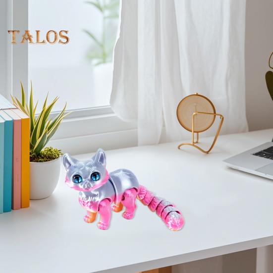 3D Printed Cat Figurine Movable Joints Cat Figure Articulated Animal Model Toy Home Office Bookshelf Desktop Decoration Ornament