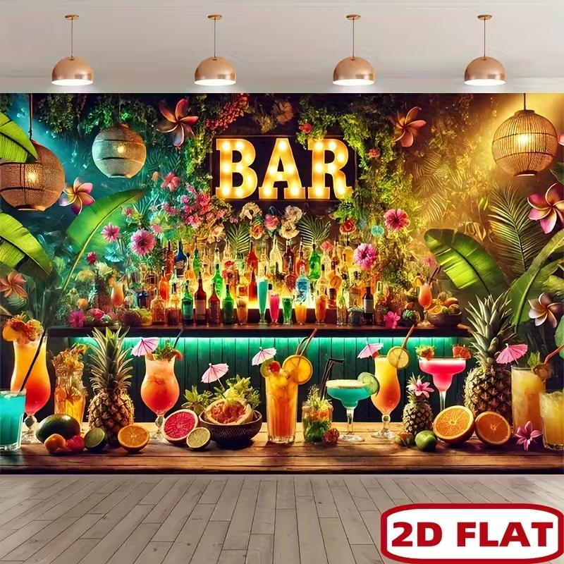 2D Summer Beach Bar Background Cloth Colorful Drinks Photo Booth Prop