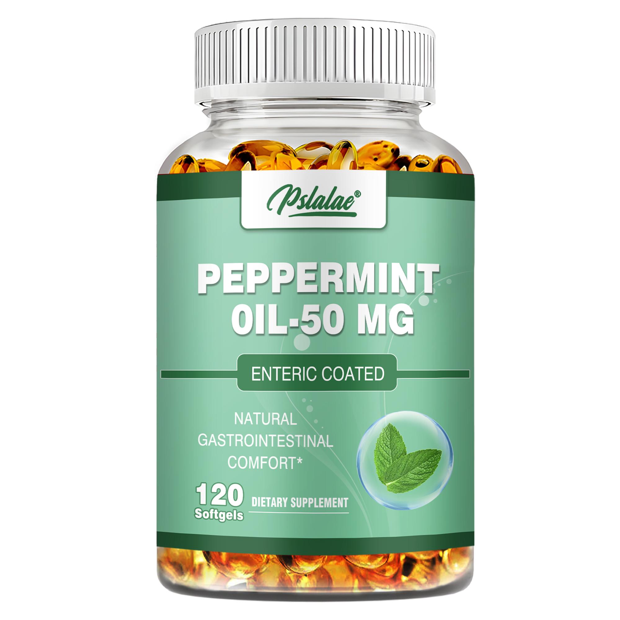 

Peppermint Oil Softgels 50mg-Natural Digestive Support Relieves Gas Bloating&IBS 120