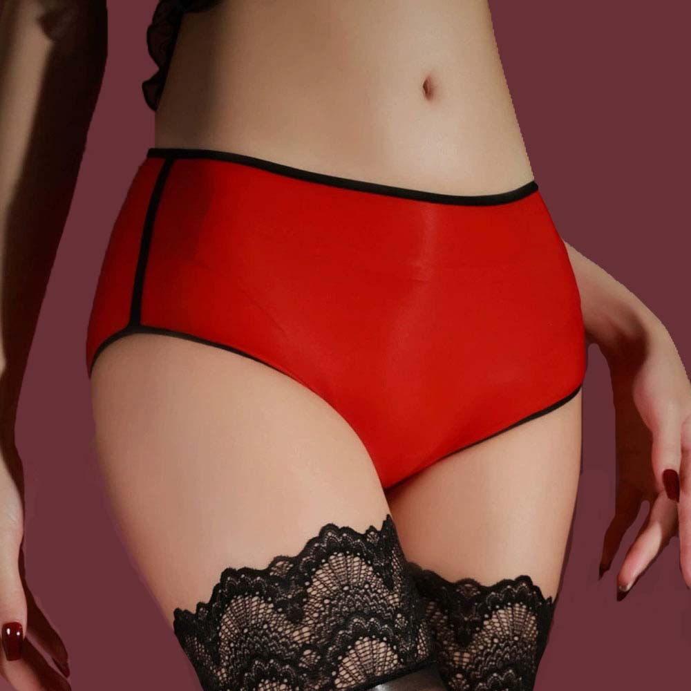 Oil Shiny Low Waist Panties Sexy Sheer Slip Boxer Thin Breathable Soft Patchwork Color Fashion Underwear Women'S Underpants