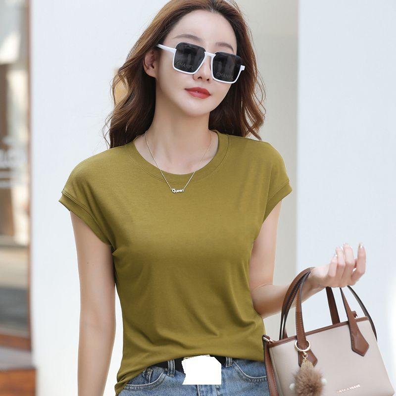 

Женская футболка с короткими летающими рукавами, однотонная футболка в корейском стиле, женская уютная женская футболка, шикарные футболки XXL жёлтый