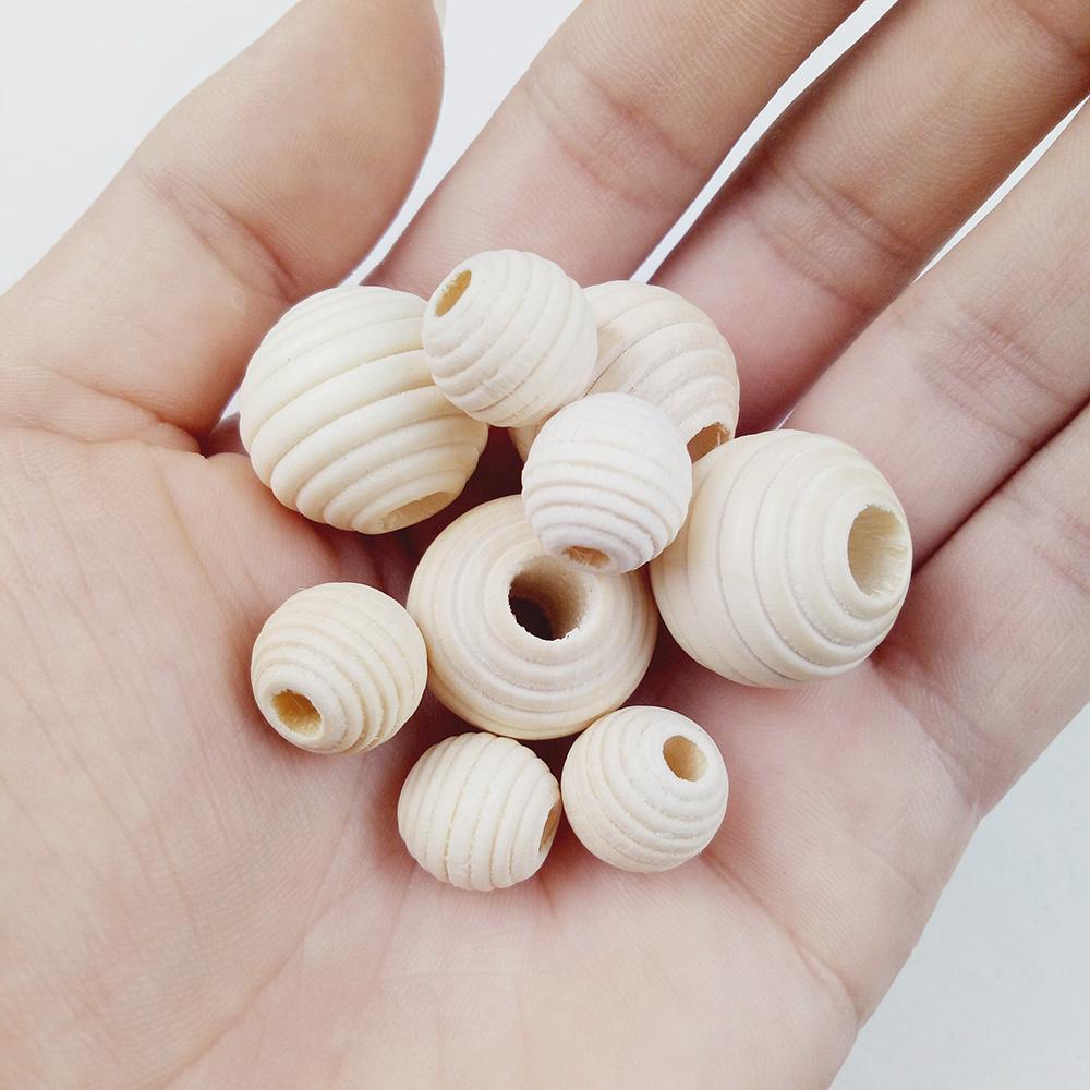 100 stk Runde gjengede treperler Øko-vennlige Naturfargede Treperler Blyfrie Kuler DIY Smykkekunst Håndverkstilbehør