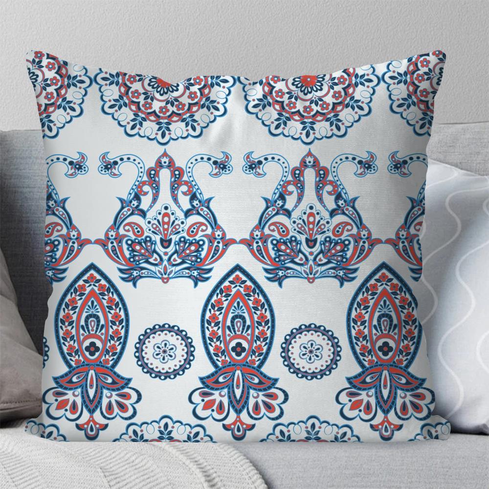 1 Stück Böhmische Blumenmuster Kissenbezug Quadratisches Kissen Schlafzimmer Sofa Freizeit Komfort Kissen Auto Wohnzimmer Heimdekoration 40X40