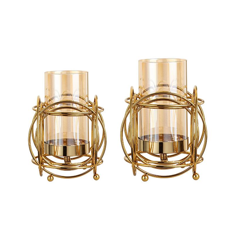 BRGolden Hollow Glass Vase Geometric Semi-circular Stand Floral Vases Terrarium Hydroponics Flower Pot Home Decoration AccessoriesEY