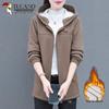 Women's Mid-Length Fleece-Lined Hooded Coat