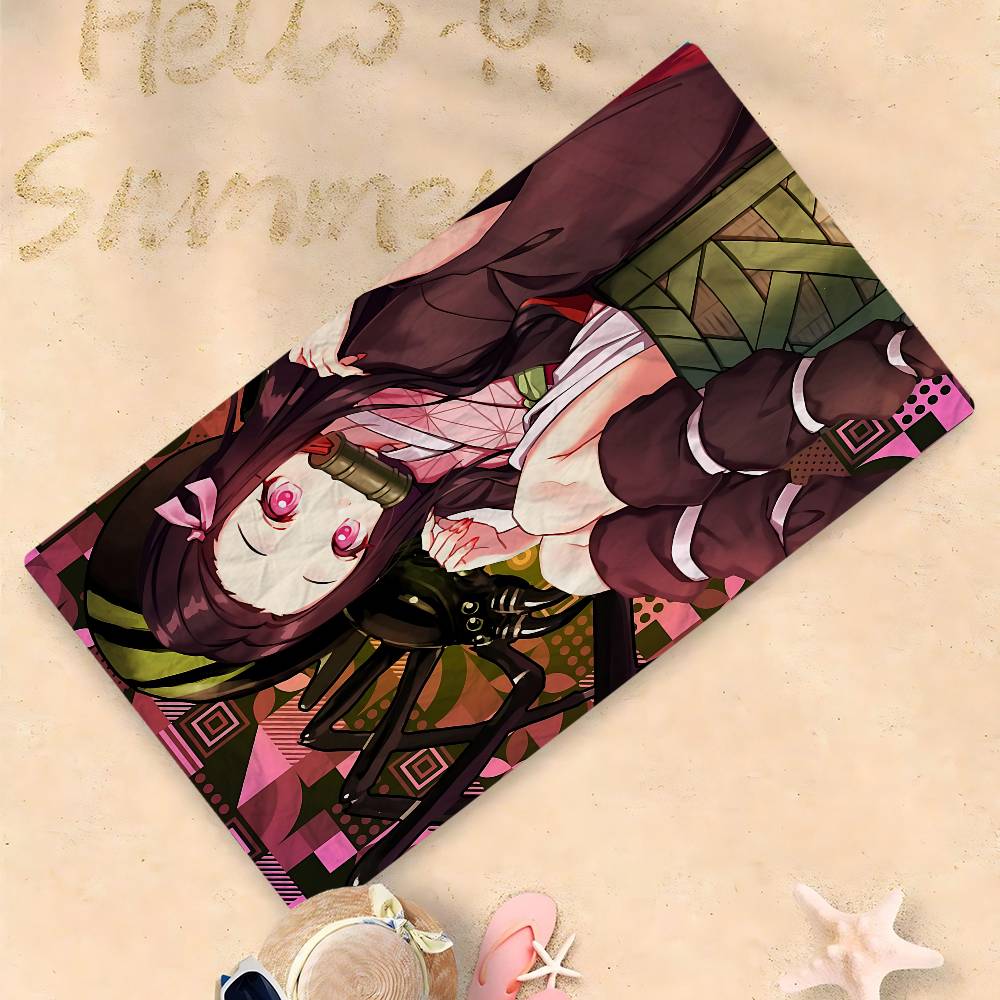 Demon Slayer Nezuko Kamado Cartoon Microfiber Printed Beach Towel Mountain Climbing Yoga Beach Swimming Running Absorbent Towel