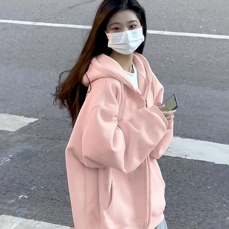 Women's Hooded Sweatshirt/zip-up Cardigan for Autumn/winter; Casual Outerwear for Women