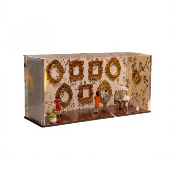 

DIY Mini Museum Silhouette Shadow Box Frame Kit with 9 Gold Frames 5 Figurines Custom Memory Display Case Frame for Anniversary Wedding Birthday A