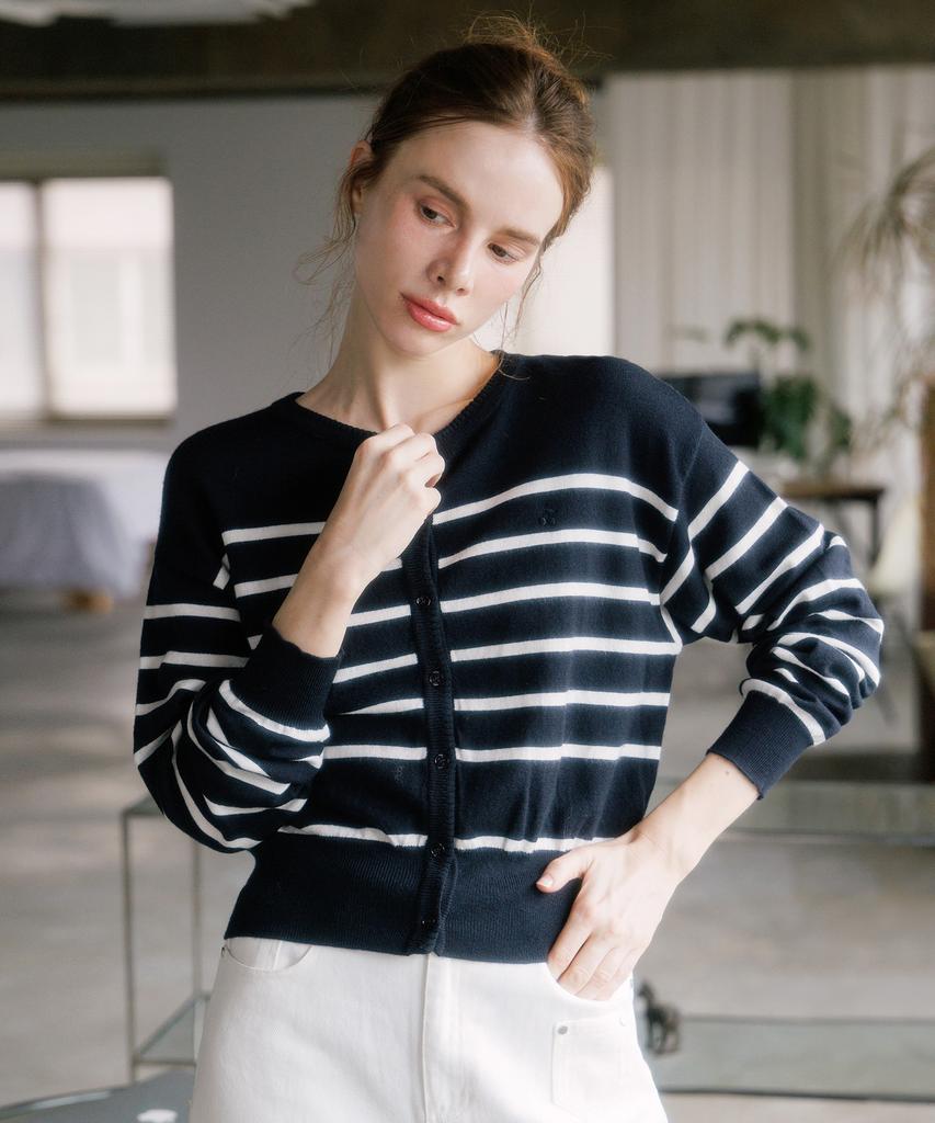 HYFVE Wool Blocked Striped Knit Cardigan