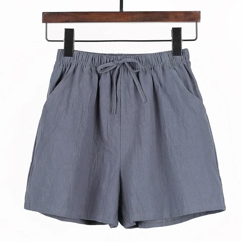 Women High Waisted Casual Linen Shorts Women Gym Workout Shorts Cotton Short Pants Loose-fitting Ladies Short Femme Women Shorts Sport