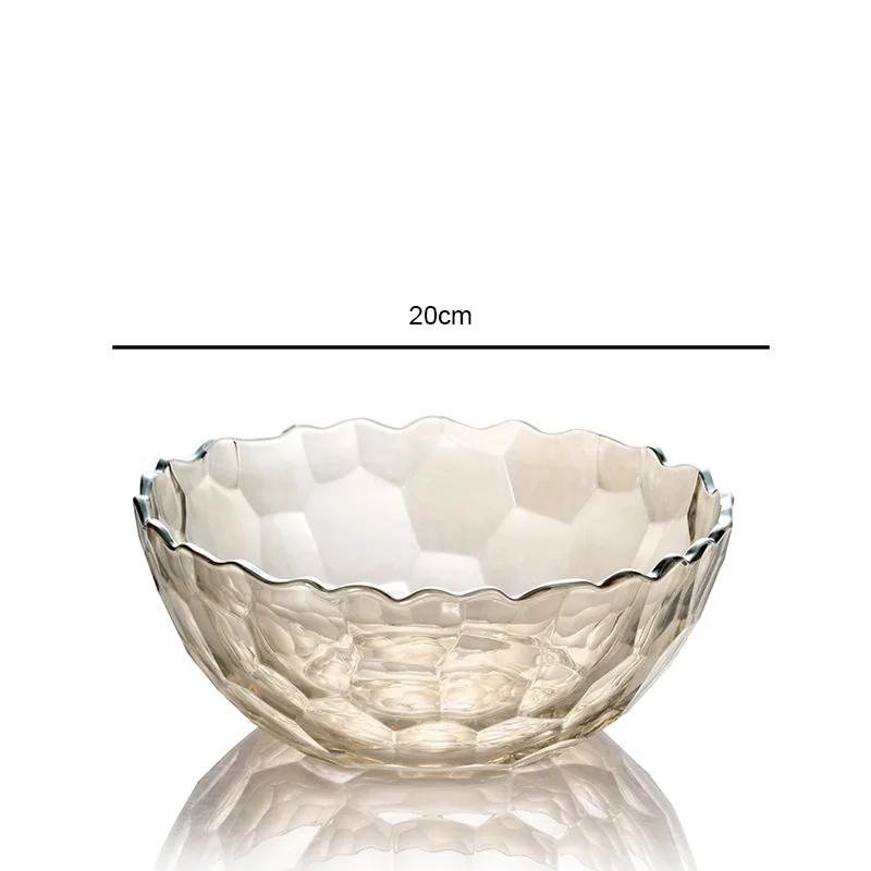 Transparent Glass Fruit Plate Snack Basket Modern Living Room Coffee Table Home Crystal