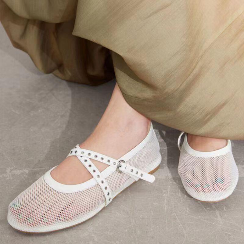 Donna 2024 nuovo marchio di lusso Scarpe Piatte Donna Scarpe Piatte da Ballo Traforate Comfort Suola Morbida Scarpa da Ballo Sandali Casual Estivi Scarpe Piatte