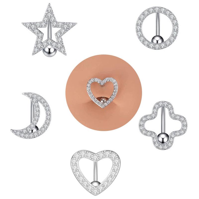

Кольцо из нержавеющей стали с перевернутым пупком, пятиконечная звезда, круглые украшения для пирсинга ногтей в пупке