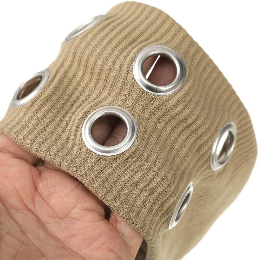 Wide Elastic Rock Head Band Fabric Hollowed Out Eyelets Headband Punk Headwrap  Steampunk