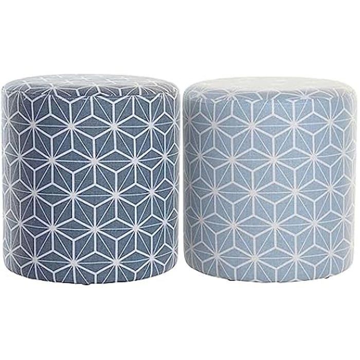 Repose-pieds - DKD Home Decor - Standard - Bois De Pin - Couleur Bleu - 31x31x33 Cm