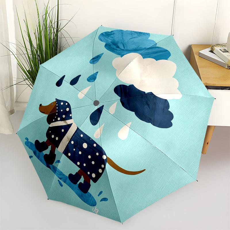 1pc Rainy Day Dachshund Umbrella with Plastic Handle,Suitable for All Seasons UmbrellaPT450
