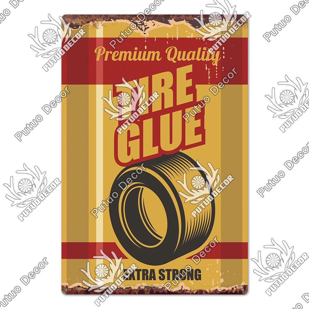 Decor Tire Shop Vintage Tin Sign Plaque Metal Iron Plate Wall Adornment for Garage Gas Station Car Sale Repair Poster
