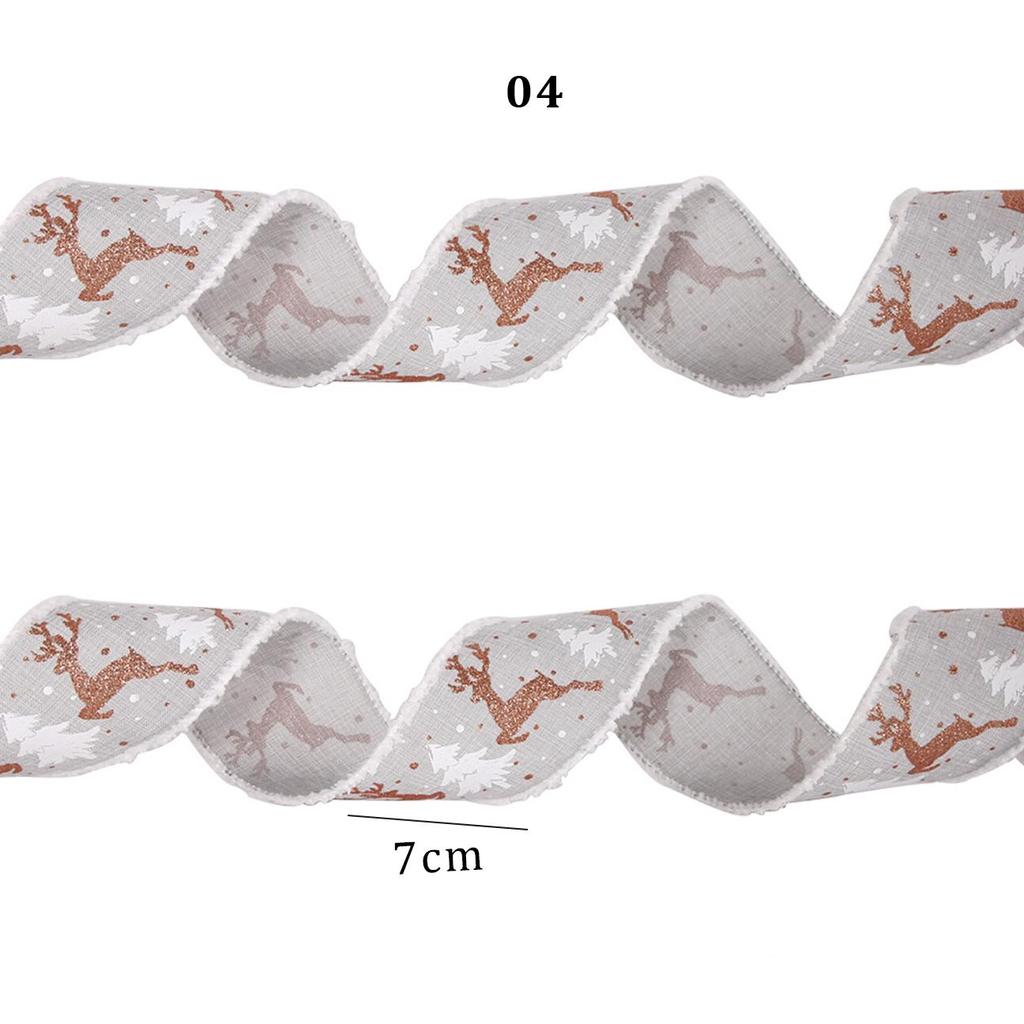 2M Weihnachtselch-Aufdruck Stoff mit Drahtkante Wirbelband Klassische Bastelschleife Weihnachtsbaum