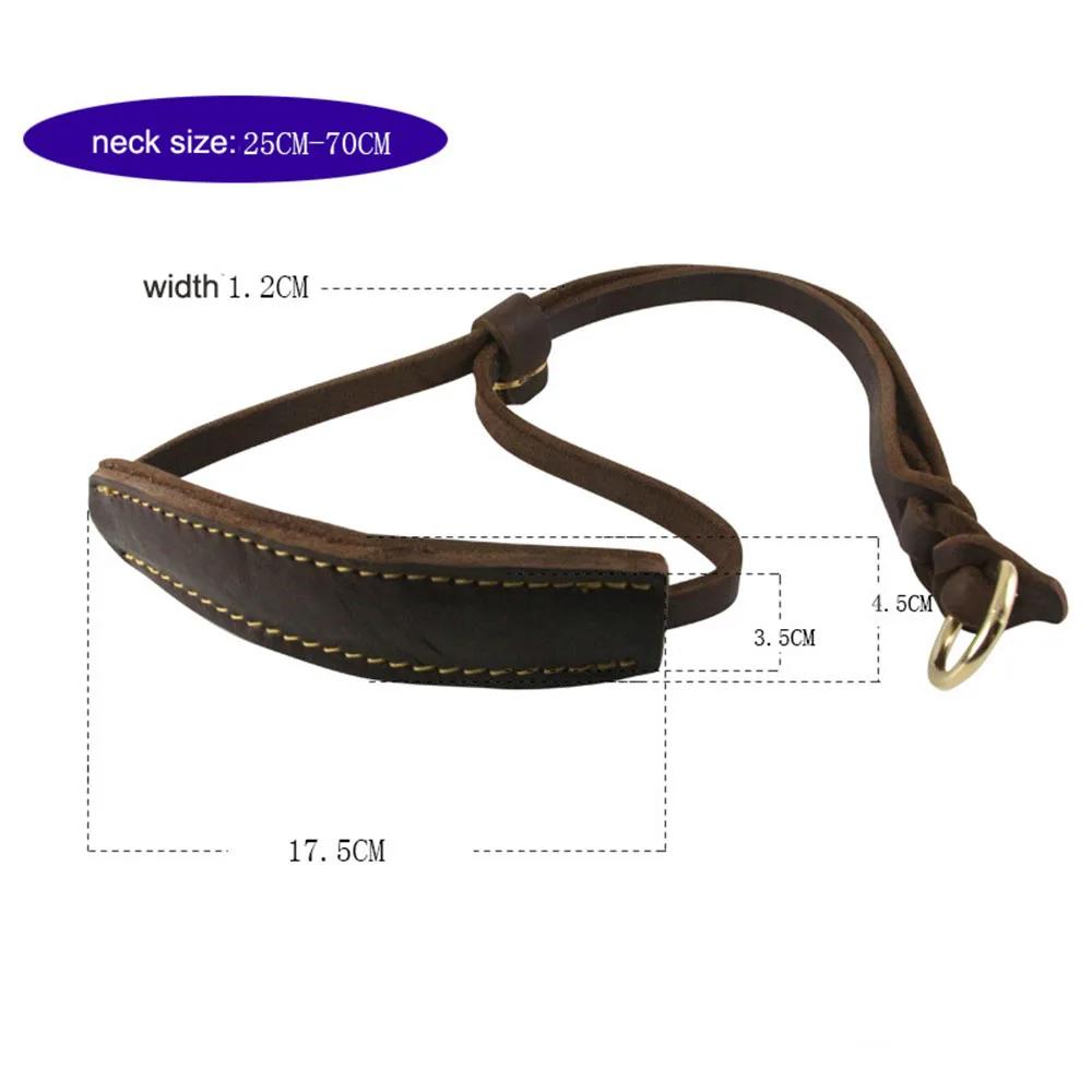 Real Leather Martingale Dog Collar Soft Wide Genuine Leather Dog Collar Adjustable for Medium Large Dogs Pet Training Supplies