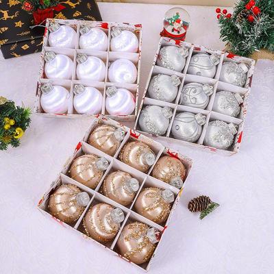 8cm Silk Thread Painted Christmas Balls and Tree Ornaments with Pearls
