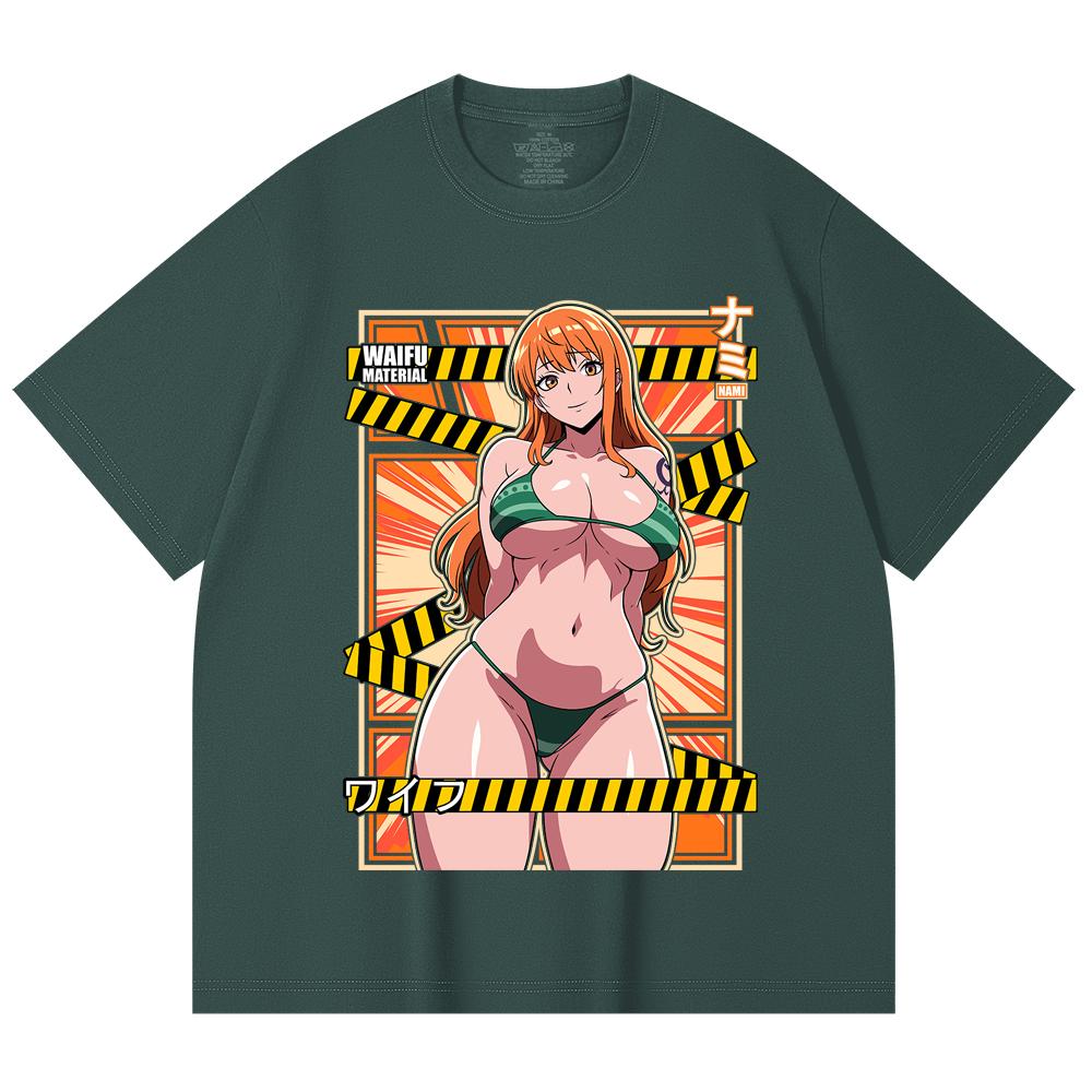 230 Gsm 100% Cotton One Piece V40 Nami Waifu Print Unisex Heavy Cotton T Shirt