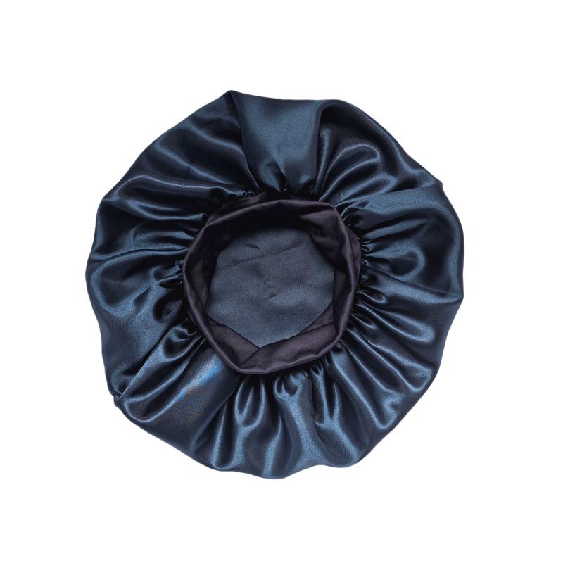 Wide Brim Satin Sleep & Salon Cap: Elastic Headband for Comfort & Care