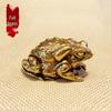 Golden Brass Toad Wealth-Attracting Tea Pet Ornament for Home or Office