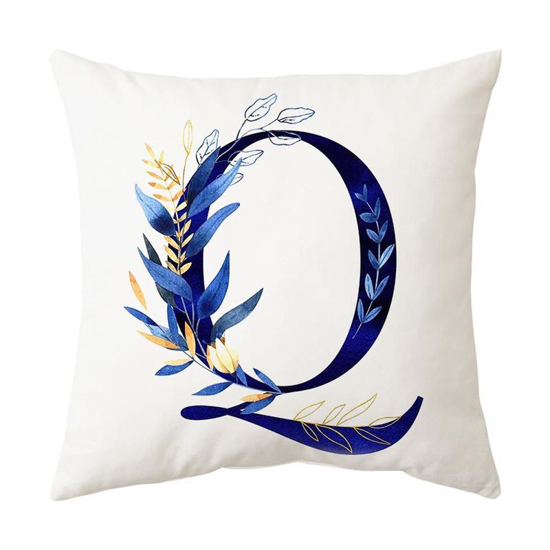 Blue Letter Printing Pillowcase Home Living Room Sofa Car Bedroom Decorative Pillowcase Pillowcase