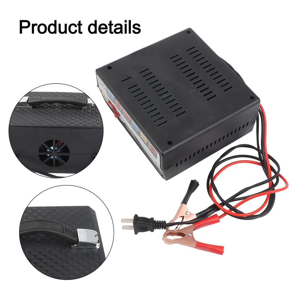 Car Battery Charger 12V 24V 500A Intelligent Pulse Repair Technology with LCD Display and Reverse Connection Protection