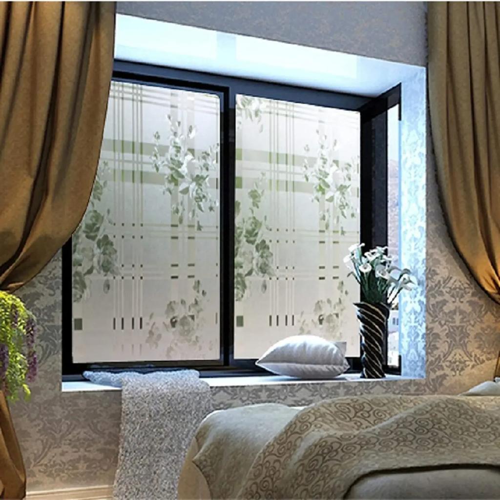 Electrostatic Window Film Glass Sticker Peony Pattern Privacy Protection Decoration Window Film for Door Window Table